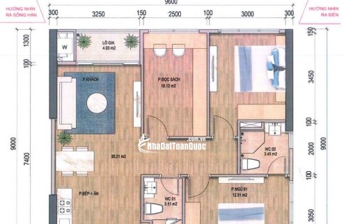 Hot! Căn hộ 2PN +1 cạnh siêu thị Vincome, kết nối bãi tẵm Mỹ Khê 500m chỉ 5418 tỷ